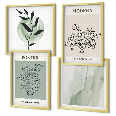 Flores em um vaso moderno conjunto de 4 quadros com moldura