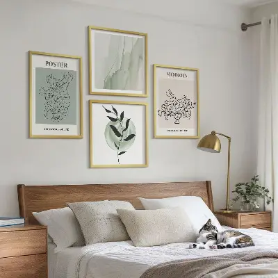 Flores em um vaso moderno conjunto de 4 quadros com moldura