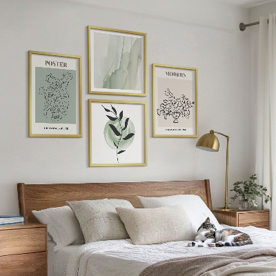 Conjunto de 4 quadros com moldura Flores em um vaso moderno