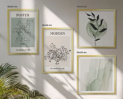 Flores em um vaso moderno conjunto de 4 quadros com moldura