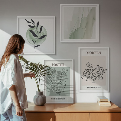 Conjunto de 4 quadros com moldura Flores em um vaso moderno