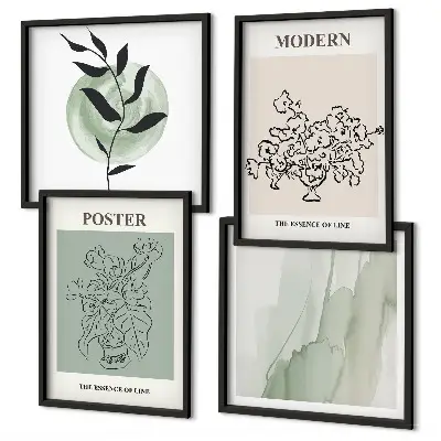 Flores em um vaso moderno conjunto de 4 quadros com moldura