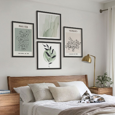 Conjunto de 4 quadros com moldura Flores em um vaso moderno