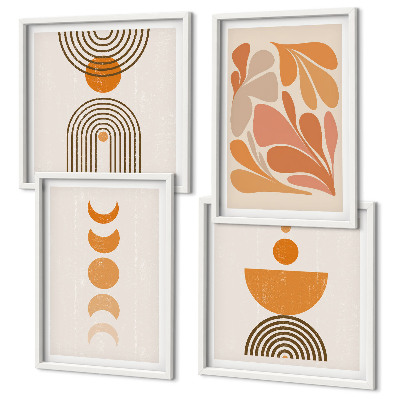 Políptico com moldura Formas abstratas laranja