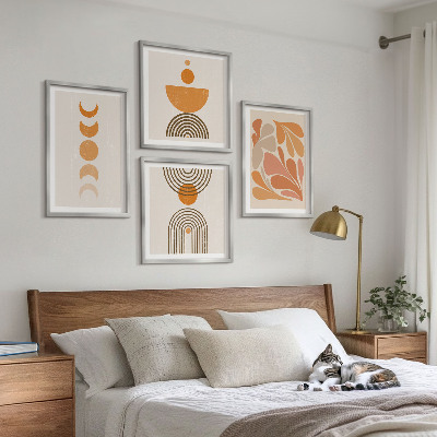 Políptico com moldura Formas abstratas laranja