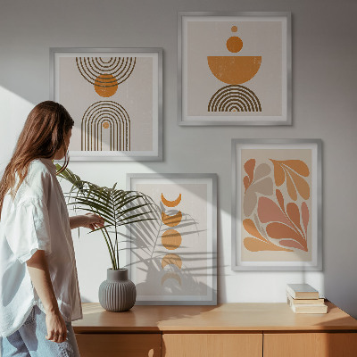 Políptico com moldura Formas abstratas laranja