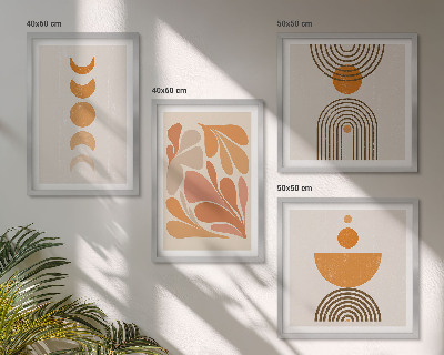 Políptico com moldura Formas abstratas laranja