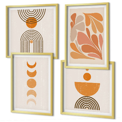 Políptico com moldura Formas abstratas laranja