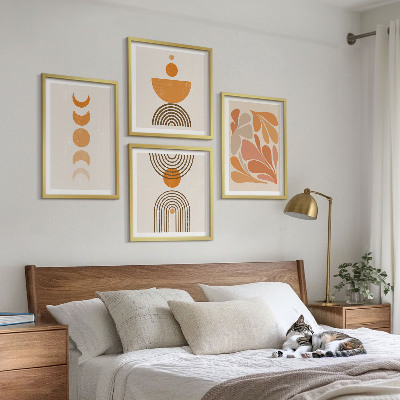Políptico com moldura Formas abstratas laranja