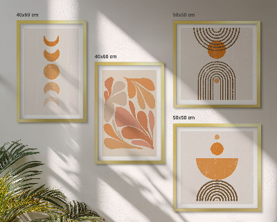 Políptico com moldura Formas abstratas laranja