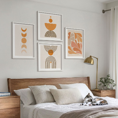 Políptico com moldura Formas abstratas laranja