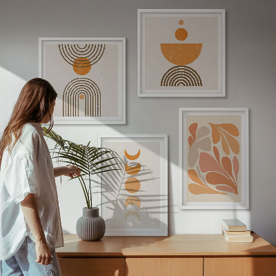 Políptico com moldura Formas abstratas laranja
