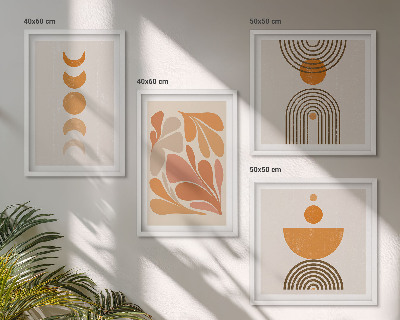 Políptico com moldura Formas abstratas laranja