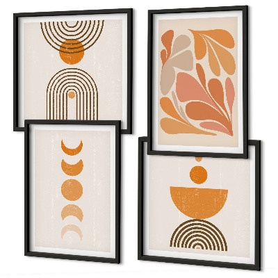 Políptico com moldura Formas abstratas laranja
