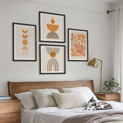 Políptico com moldura Formas abstratas laranja