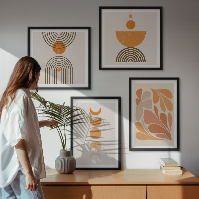 Políptico com moldura Formas abstratas laranja