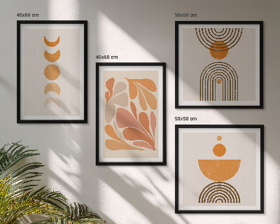 Políptico com moldura Formas abstratas laranja