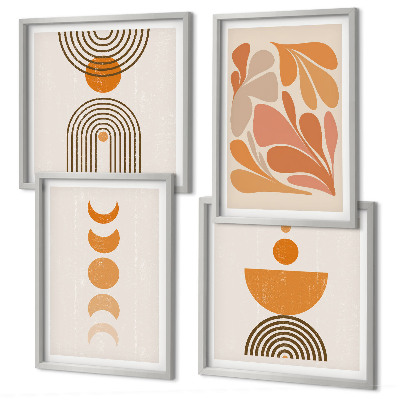 Políptico com moldura Formas abstratas laranja