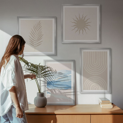 Políptico com moldura Linhas abstratas de ondas solares