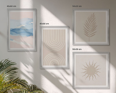 Políptico com moldura Linhas abstratas de ondas solares