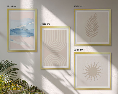 Políptico com moldura Linhas abstratas de ondas solares