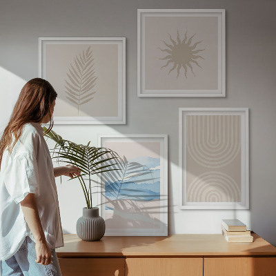 Políptico com moldura Linhas abstratas de ondas solares