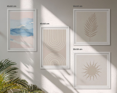 Políptico com moldura Linhas abstratas de ondas solares