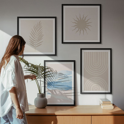 Políptico com moldura Linhas abstratas de ondas solares