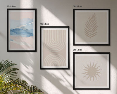 Políptico com moldura Linhas abstratas de ondas solares