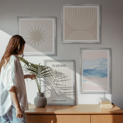 Composição de quadros Linhas, ondas, tons pastel, minimalista