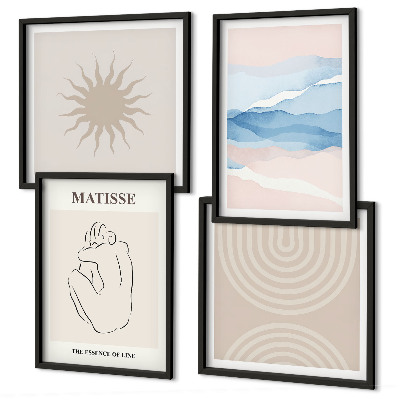 Composição de quadros Linhas, ondas, tons pastel, minimalista