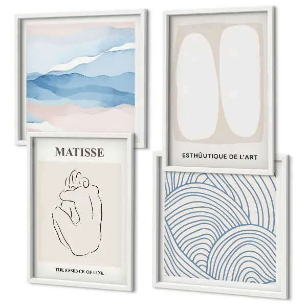 Conjunto de 4 quadros Formas abstratas de Matisse com moldura