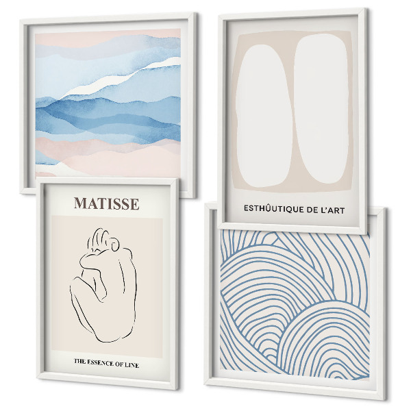 Conjunto de 4 quadros com moldura Formas abstratas de Matisse
