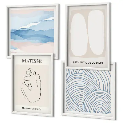 Conjunto de 4 quadros Formas abstratas de Matisse com moldura