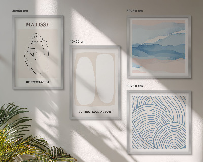 Conjunto de 4 quadros com moldura Formas abstratas de Matisse
