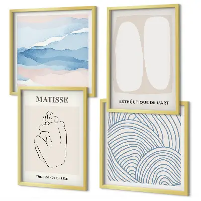 Conjunto de 4 quadros Formas abstratas de Matisse com moldura