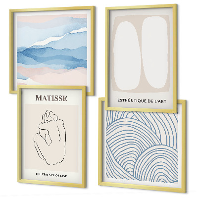 Conjunto de 4 quadros com moldura Formas abstratas de Matisse