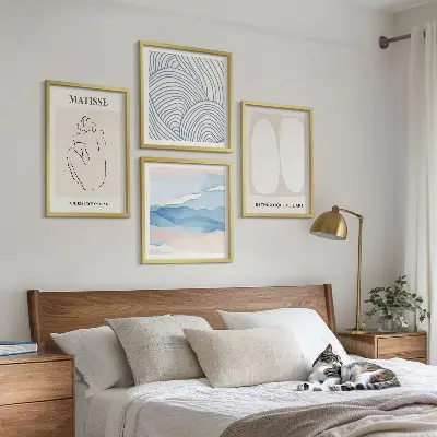 Conjunto de 4 quadros Formas abstratas de Matisse com moldura