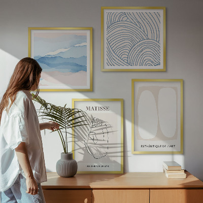 Conjunto de 4 quadros com moldura Formas abstratas de Matisse