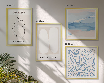 Conjunto de 4 quadros com moldura Formas abstratas de Matisse