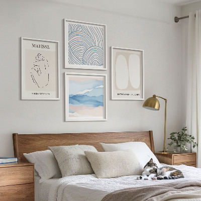 Conjunto de 4 quadros com moldura Formas abstratas de Matisse