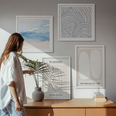 Conjunto de 4 quadros com moldura Formas abstratas de Matisse