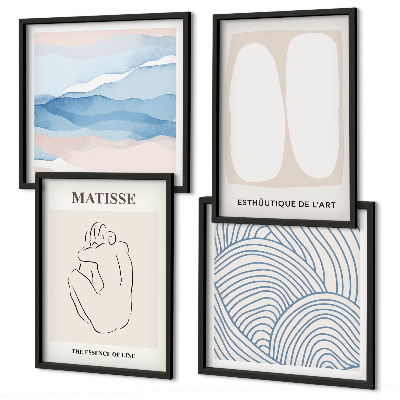 Conjunto de 4 quadros com moldura Formas abstratas de Matisse