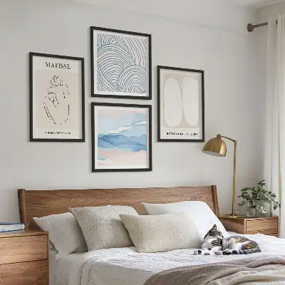 Conjunto de 4 quadros Formas abstratas de Matisse com moldura