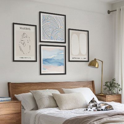Conjunto de 4 quadros com moldura Formas abstratas de Matisse