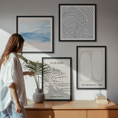 Conjunto de 4 quadros com moldura Formas abstratas de Matisse