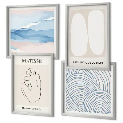 Conjunto de 4 quadros Formas abstratas de Matisse com moldura