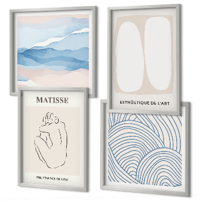 Conjunto de 4 quadros com moldura Formas abstratas de Matisse