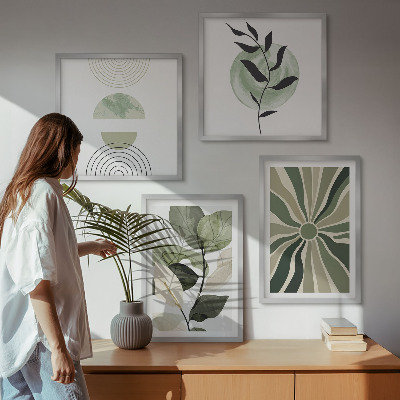 Políptico com moldura Formas geométricas de plantas