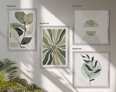 Políptico com moldura Formas geométricas de plantas